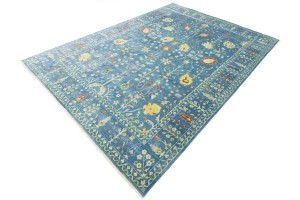 Blue Floral 10X14 Osh Chobi Oriental Rug