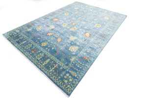 Blue Floral 10X14 Osh Chobi Oriental Rug