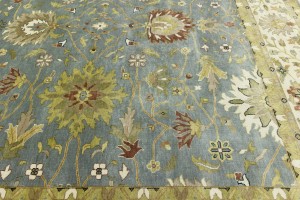Blue-gray Floral Osh Chobi 12X15 Peshawar Oriental Rug