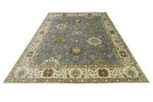 Blue-gray Floral Osh Chobi 12X15 Peshawar Oriental Rug