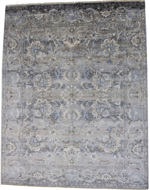 Multicolored Bamboo Silk 8X10 Distressed Modern Rug