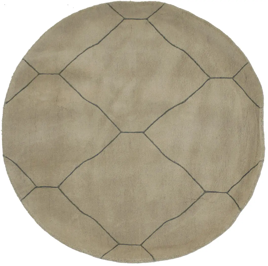 Beige Geometric Modern 4X4 Hand-Tufted Round Rug