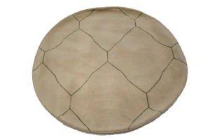 Beige Geometric Modern 4X4 Hand-Tufted Round Rug