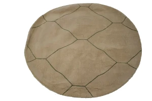 Beige Geometric Modern 4X4 Hand-Tufted Round Rug