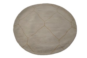Beige Geometric Modern 4X4 Hand-Tufted Round Rug