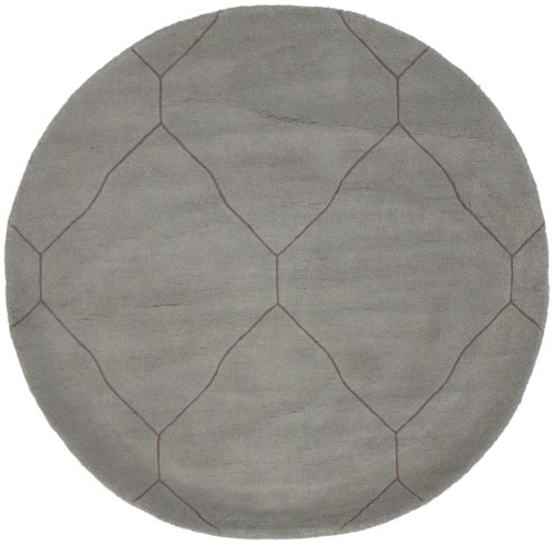 Gray Geometric Modern 4X4 Hand-Tufted Round Rug