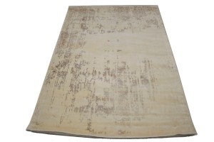 Distressed Cream Floral 4X6 Hand-Loomed Modern Rug