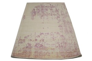 Distressed Cream Floral 4X6 Hand-Loomed Modern Rug