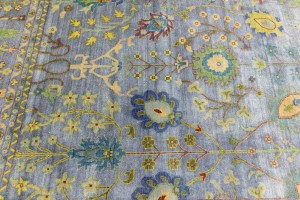 Gray Floral 12X16 Osh Chobi Oriental Rug