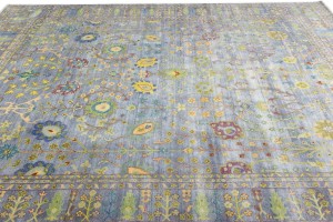 Gray Floral 12X16 Osh Chobi Oriental Rug