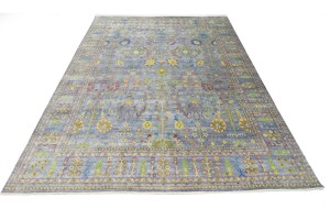 Gray Floral 12X16 Osh Chobi Oriental Rug