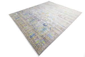 Gray Floral 12X16 Osh Chobi Oriental Rug