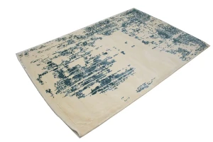 Distressed Slate Blue Floral 4X6 Hand-Loomed Modern Rug