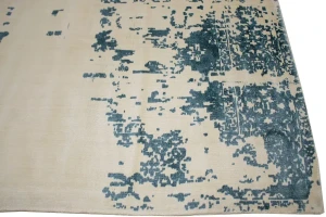 Distressed Slate Blue Floral 4X6 Hand-Loomed Modern Rug