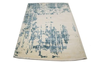 Distressed Slate Blue Floral 4X6 Hand-Loomed Modern Rug