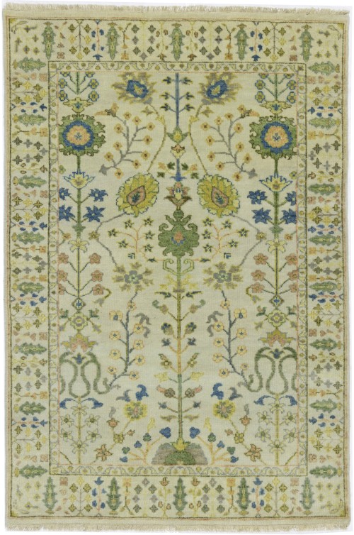 Ivory Floral 4X6 Osh Chobi Oriental Rug