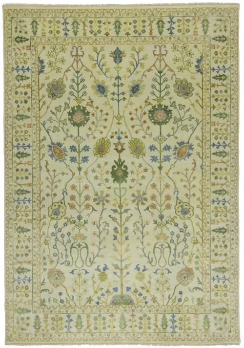 Ivory Floral 8X11 Osh Chobi Oriental Rug