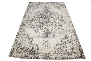 Distressed Brown Cream Floral 5X8 Hand-Loomed Modern Rug