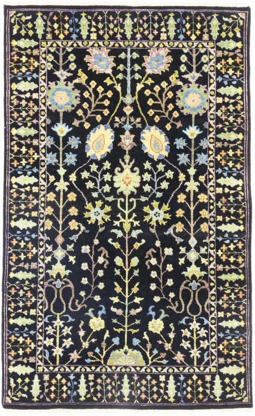 Black Floral 4X6 Osh Chobi Oriental Rug