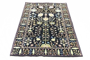 Black Floral 4X6 Osh Chobi Oriental Rug