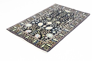 Black Floral 4X6 Osh Chobi Oriental Rug