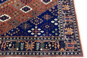 Rust & Navy Tribal 6X9 Indo-Joshaghan Oriental Rug