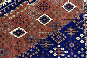 Rust & Navy Tribal 6X9 Indo-Joshaghan Oriental Rug