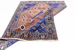 Rust & Navy Tribal 6X9 Indo-Joshaghan Oriental Rug