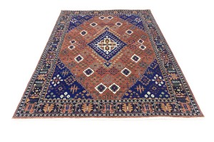 Rust & Navy Tribal 6X9 Indo-Joshaghan Oriental Rug