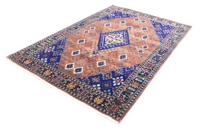 Rust & Navy Tribal 6X9 Indo-Joshaghan Oriental Rug