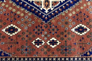 Rust & Navy Tribal 6X9 Indo-Joshaghan Oriental Rug