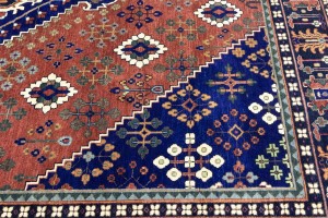 Rust & Navy Tribal 9X12 Indo-Joshaghan Oriental Rug
