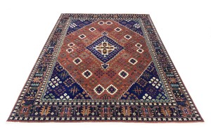 Rust & Navy Tribal 9X12 Indo-Joshaghan Oriental Rug