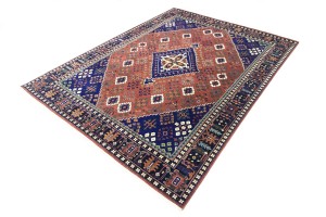 Rust & Navy Tribal 9X12 Indo-Joshaghan Oriental Rug