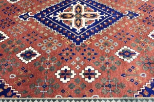 Rust & Navy Tribal 9X12 Indo-Joshaghan Oriental Rug