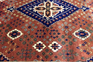Rust & Navy Tribal 10X14 Indo-Joshaghan Oriental Rug