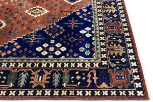 Rust & Navy Tribal 10X14 Indo-Joshaghan Oriental Rug