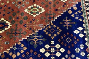 Rust & Navy Tribal 10X14 Indo-Joshaghan Oriental Rug