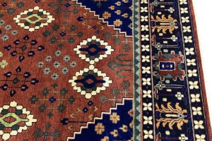 Rust & Navy Tribal 10X14 Indo-Joshaghan Oriental Rug