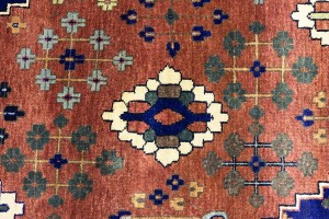 Rust & Navy Tribal 10X14 Indo-Joshaghan Oriental Rug