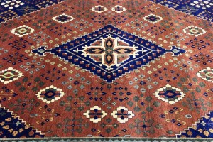 Rust & Navy Tribal 10X14 Indo-Joshaghan Oriental Rug