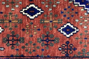 Rust & Navy Tribal 3X8 Indo-Joshaghan Oriental Runner Rug