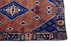 Rust & Navy Tribal 3X8 Indo-Joshaghan Oriental Runner Rug