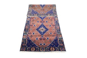 Rust & Navy Tribal 3X8 Indo-Joshaghan Oriental Runner Rug