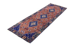 Rust & Navy Tribal 3X8 Indo-Joshaghan Oriental Runner Rug