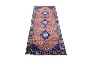 Rust & Navy Tribal 3X8 Indo-Joshaghan Oriental Runner Rug