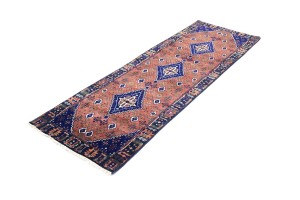 Rust & Navy Tribal 3X8 Indo-Joshaghan Oriental Runner Rug