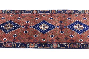Rust & Navy Tribal 3X8 Indo-Joshaghan Oriental Runner Rug