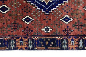 Rust & Navy Tribal 3X8 Indo-Joshaghan Oriental Runner Rug