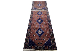 Rust & Navy Tribal 2'5X14 Indo-Joshaghan Oriental Runner Rug